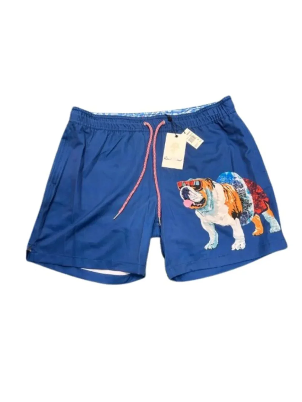 NWT ROBERT GRAHAM BULLDOG LINED BLUE SWIM BOARD SHORTS TRUNKS SZ MEDIUM $98